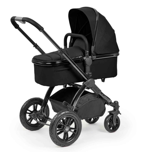 Ickle Bubba Stomp Luxe Elements Edition 16 Piece Travel System with Nimbus i-Size Car Seat & Radial i-Size Plus Spin Car Seat – Raven Black