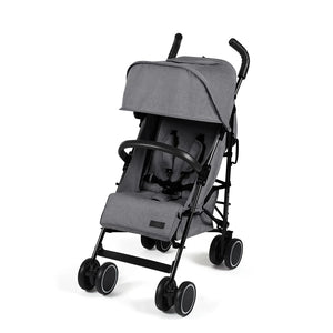 Ickle Bubba Discovery stroller in graphite grey with gray fabric seat and black metal frame and wheels