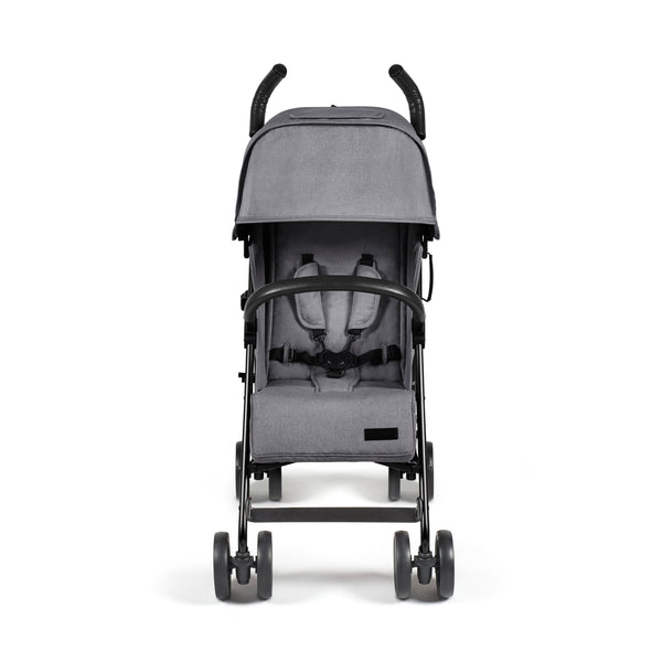 Ickle Bubba Discovery stroller in graphite grey with gray fabric and black metal frame and handlebars