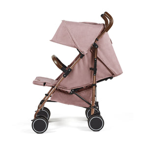 Ickle Bubba Discovery MAX stroller in dusky pink with rose gold frame blush pink canopy and brown leather handles
