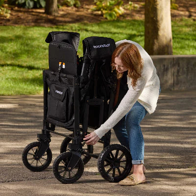 WonderFold W4 Luxe Pro Quad Stroller Wagon – Black - 4 Seater
