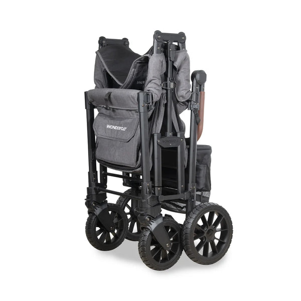 WonderFold W4 Luxe Pro Quad Stroller Wagon – Charcoal Grey - 4 Seater