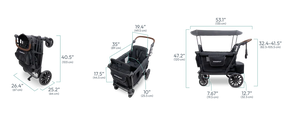 WonderFold L2 Double Stroller Wagon Grey - 2 Seater
