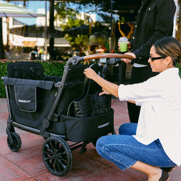 WonderFold L4 Quad Stroller Wagon Black | 4 Seater