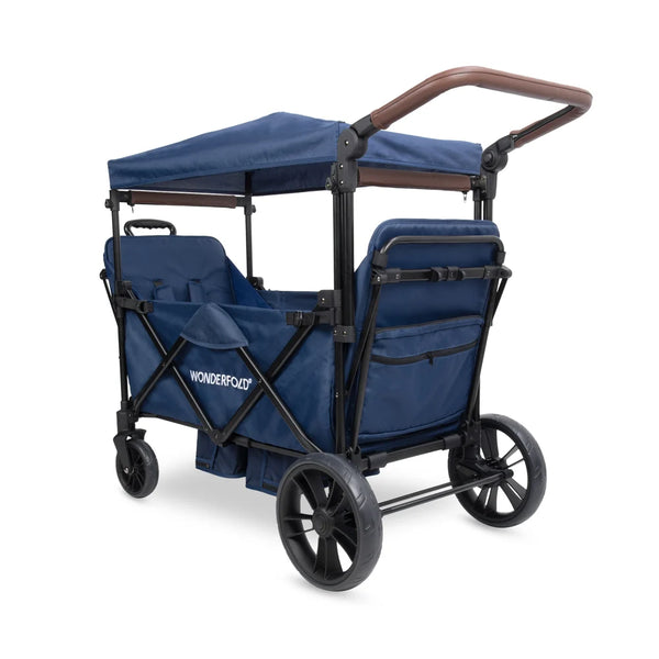 WonderFold X2R Push & Pull Double Stroller Wagon – Sapphire Navy – 2 Seater