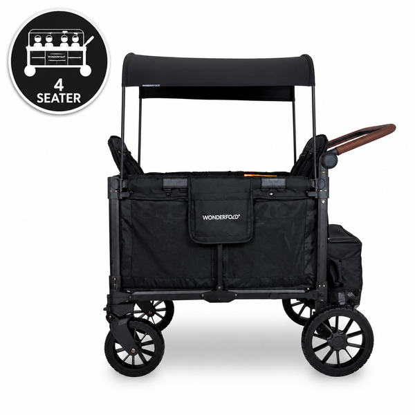 WonderFold W4 Luxe Pro Quad Stroller Wagon – Black - 4 Seater