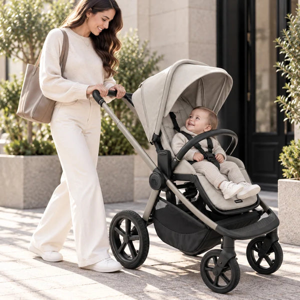 My Babiie MB450 ARC 3-in-1 Travel System + ISOFIX Base – Champagne Taupe