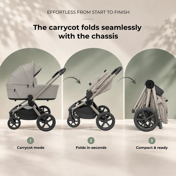 My Babiie MB450 ARC 3-in-1 Travel System + ISOFIX Base – Champagne Taupe