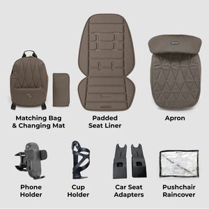 My Babiie MB450 ARC 3-in-1 Travel System + Spin ISOFIX Base – Mocha Atelier