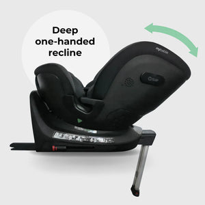 Black mybable sipp convertible car seat with sleek modern design and adjustable recline in my babiie mbcs400 spin r129 model