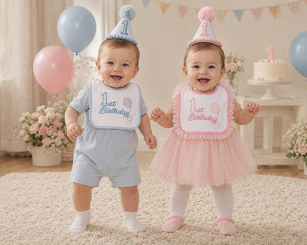 Baby Girl 1st Birthday Hat & Bib Gift Set – Pink