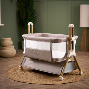 OBaby Cloud Bedside Crib Bundle Including Fitted Sheets – Nutmeg