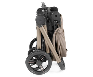 Peg perego city loop pro stroller bassinet bundle pine bark with compact foldable design beige canopy taupe metallic frame