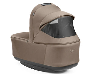 Peg perego city loop pro stroller bassinet bundle in pine bark beige fabric with black mesh window and base