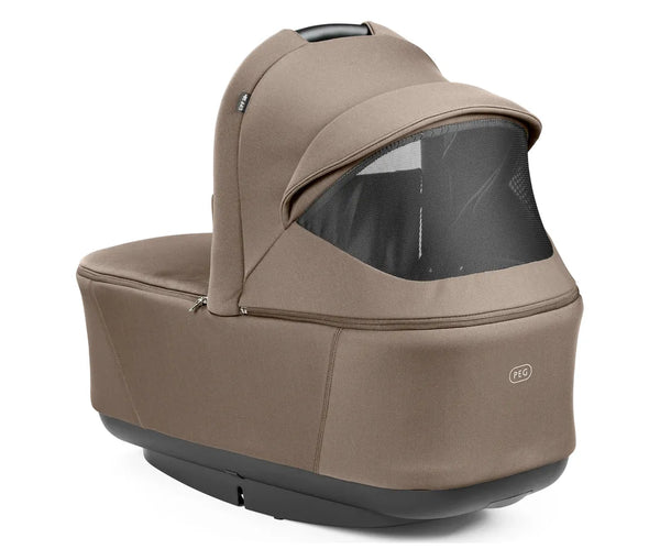 Peg perego city loop pro stroller bassinet bundle in pine bark beige fabric with black mesh window and base