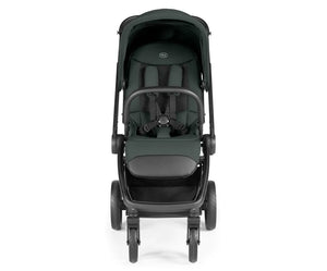 Peg Perego city loop pro stroller metal in dark green and black with sleek design padded seating and adjustable harness straps