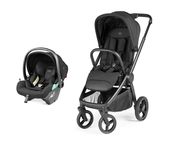 Peg perego city loop pro stroller and infant car seat bundle in true black with sleek modern matte finish