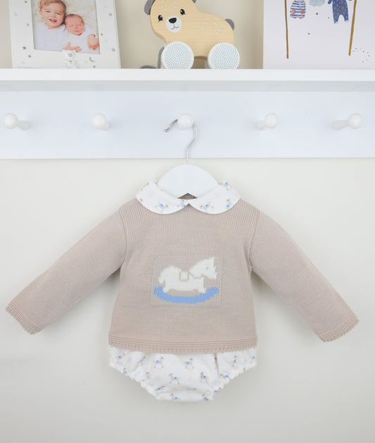 Beige Rocking Horse Jumper & Jam Pants