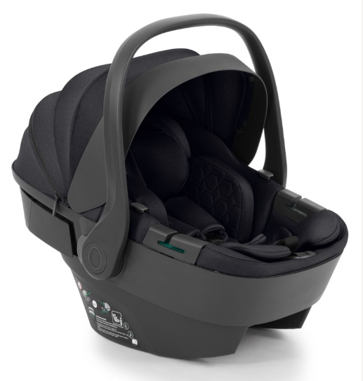 Egg3 Carbonite luxury bundle black infant car seat with sleek modern design and soft fabric lining for safety and comfort