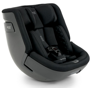 Black egg brand convertible car seat with sleek modern design and padded fabric interior for all stages use