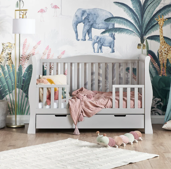 OBaby Stamford Luxe Cot Bed - Warm Grey with Under Bed Drawer
