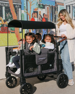 WonderFold W4 Luxe Pro Quad Stroller Wagon – Charcoal Grey - 4 Seater