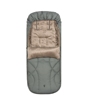 Cozy olive-green venicci upline 3 travel system baby sleep sack with plush beige interior and quilted design