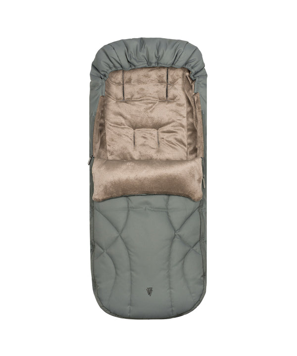 Cozy olive-green venicci upline 3 travel system baby sleep sack with plush beige interior and quilted design