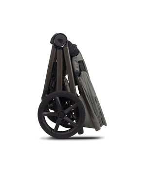 Venicci Upline 3 Aloe 2 in 1 pushchair with a sleek matte charcoal frame and olive green fabric canopy