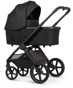 Venicci upline 3 onyx 2 in 1 pushchair black baby stroller with sleek modern design and matte finish shown from the back side