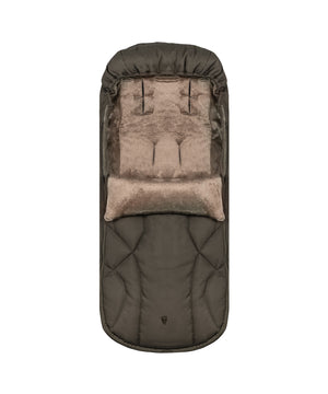 Olive green quilted baby sleep sack with plush beige interior and matching pillow from venicci upline 3 truffle bundle