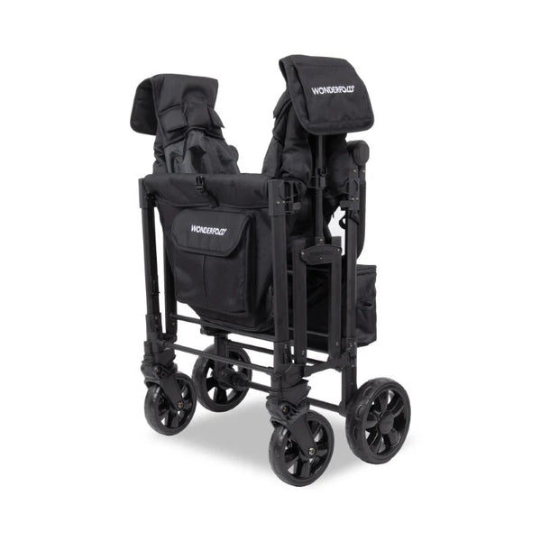 WonderFold W4 Elite Pro Quad Stroller Wagon Black 4 Seater folded