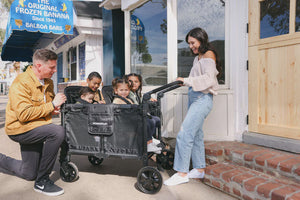 WonderFold W4 Elite Pro Quad Stroller Wagon Black 4 Seater