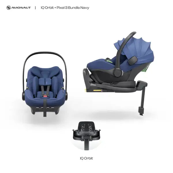 Avionaut Pixel 3 Infant Carrier & Orbit Isofix Bundle– Navy (40–86cm | 0–13kg)