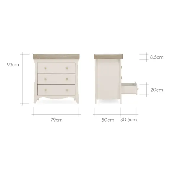 Cuddle Co Clara 3 Drawer Dresser Changer - White & Ash General Cuddle Co
