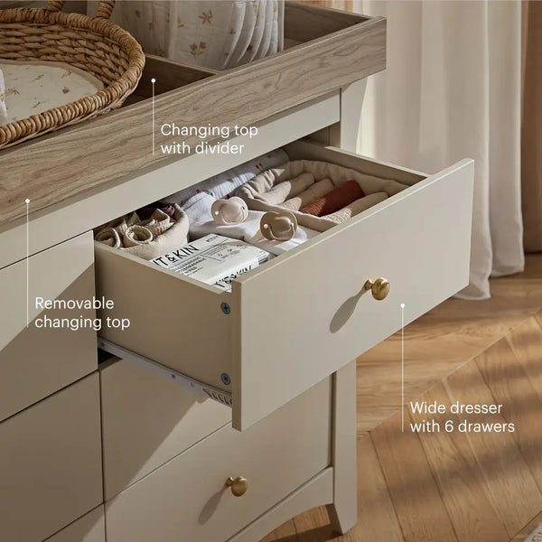 Cuddle Co Clara Luxe Cashmere 6 Drawer Dresser Changer