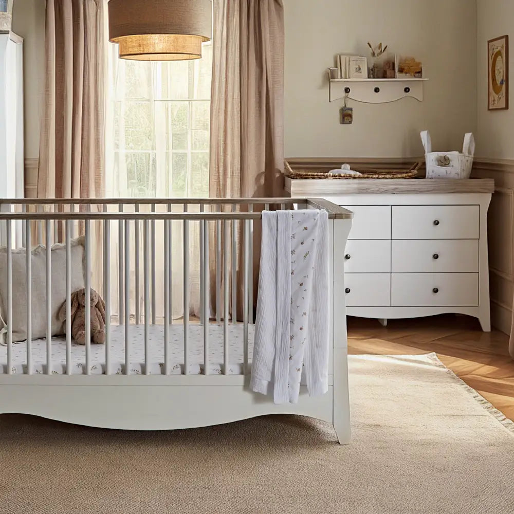 Cuddle Co Clara White & Ash Luxe 2 Piece Nursery Furniture Set