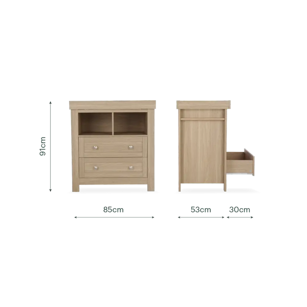 CuddleCo Burford Oak 3 Piece Nursery Furniture Set