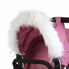 Dolls Pram Hood Fur Trim in White - Faux Fur  Roma   