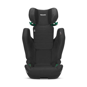 Recaro AXION 1 in Fresh Black, front view with the headrest raised above the side wings.