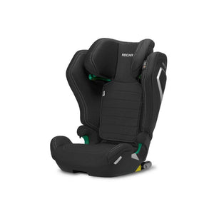 Recaro AXION 1 in Fresh Black, angled front view showing padded headrest and ribbed backrest.