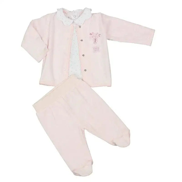 Girl's Baby Pink “Little Love” Floral 3 Piece Outfit Pure & Soft