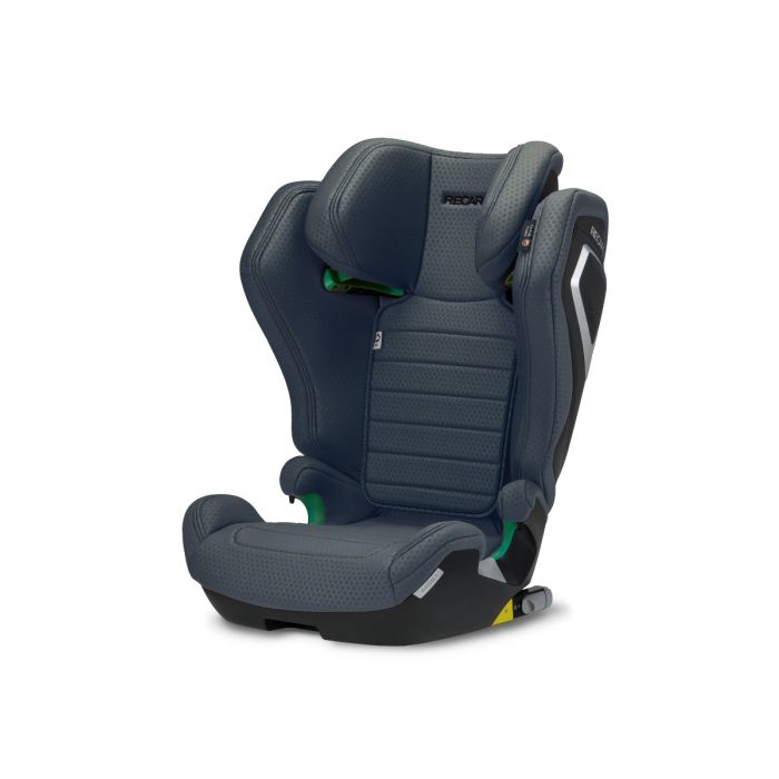 Recaro AXION 1 in Gallant Grey, angled front view showing padded headrest and ribbed backrest.