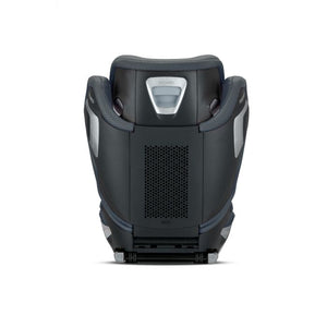 Recaro AXION 1 in Gallant Grey, rear view showing the black shell and central ventilation panel.
