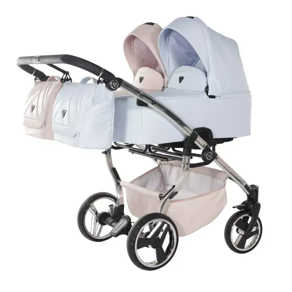 Junama Compact Double Stroller - Pink & Blue Leatherette Junama