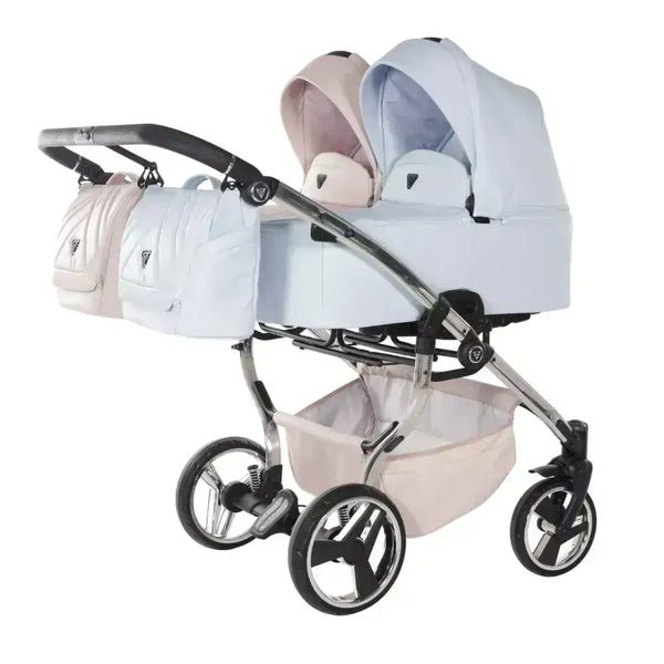 Junama Compact Twin Stroller - Blue & Pink Leatherette Junama