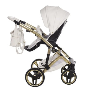 Junama Diamond 2 in 1 Pram - Candy White & Gold Junama