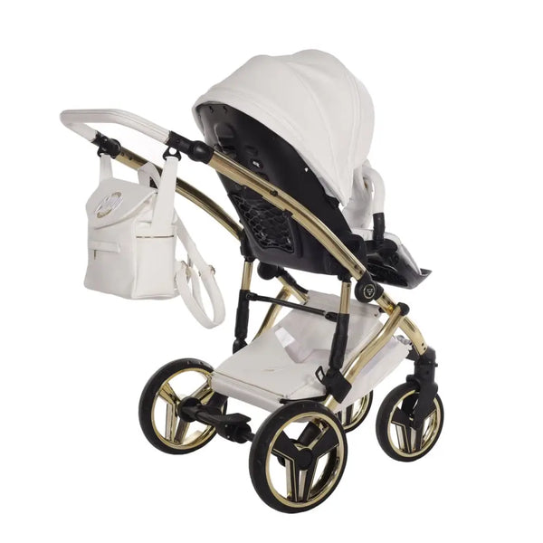 Junama Diamond 2 in 1 Pram - Candy White & Gold Junama