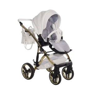 Junama Diamond 2 in 1 Pram - Candy White & Gold Junama