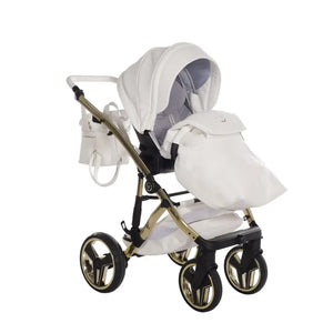 Junama Diamond 2 in 1 Pram - Candy White & Gold Junama